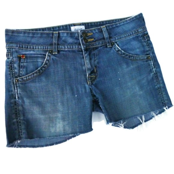 Hudson Denim Jean Cutoffs Shorts Mid Rise Blue - Picture 1 of 11